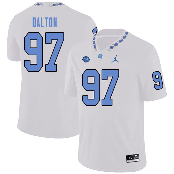 Jordan Brand Men #97 Jalen Dalton North Carolina Tar Heels College Football Jerseys Sale-White